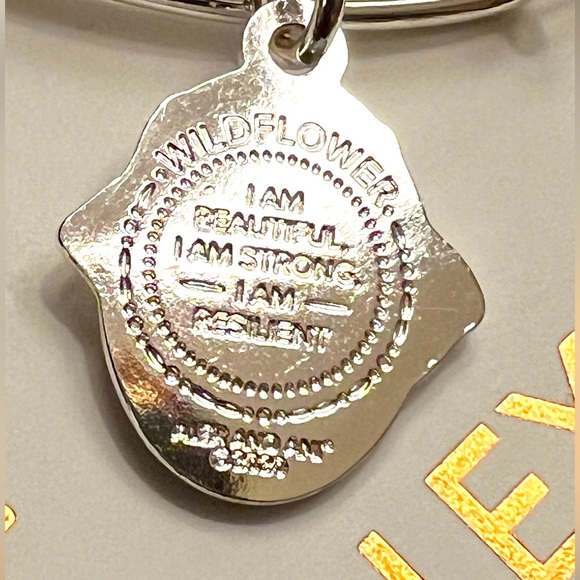 ALEX AND ANI Silver Wildflower Charm Bangle Bracelet - Picture 6 of 8